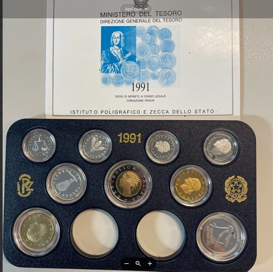 NL* ITALIA Divisionale 1991 9 VALORI senza monete in Argento - PROOF