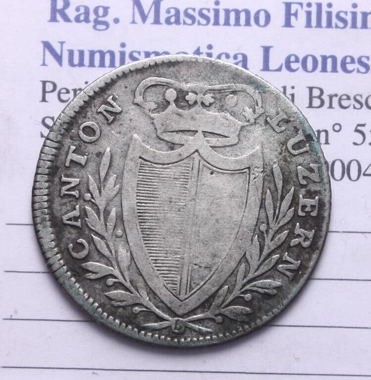 EN* SWITZERLAND LUZERN LUCERNE LUCERNE 5 BATZ SILVER 1814 B excellent for type