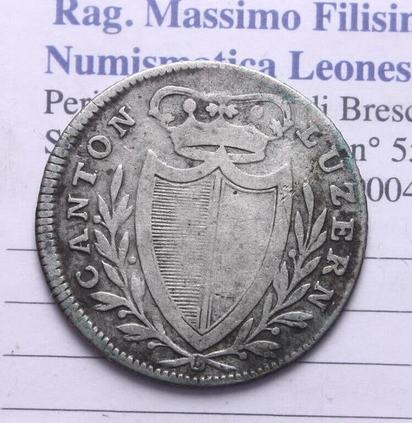 EN* SWITZERLAND LUZERN LUCERNE LUCERNE 5 BATZ SILVER 1814 B excellent for type