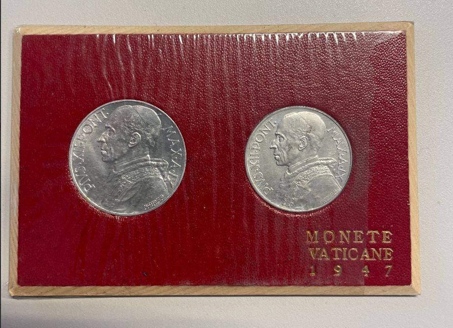 NL* VATICANO PIO XII 5 E 10 LIRE ITALMA  1947 FDC in cartoncino originale Zecca