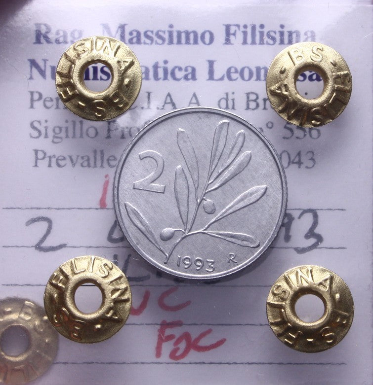 NL* ITALIA Repubblica 2 LIRE ULIVO 1993 NC FDC Perizia Filisina Massimo
