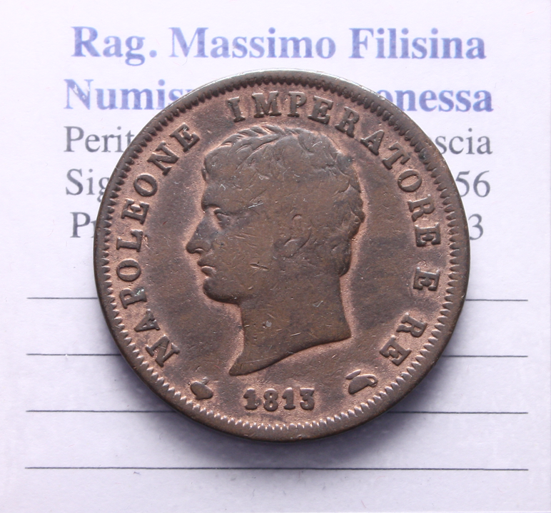 NL* LOMBARDIA NAPOLEONE I Soldo Rame 1813 MILANO come da foto