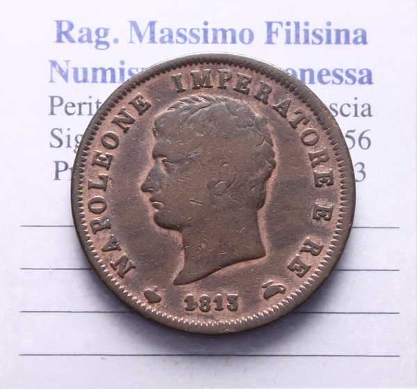 NL* LOMBARDIA NAPOLEONE I Soldo Rame 1813 MILANO come da foto