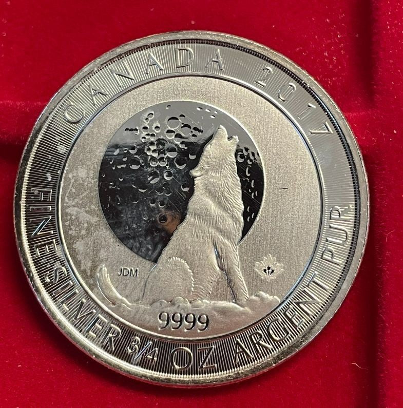 NL* CANADA 2 Dollari 2017 3/4 OZ ONCIA ARGENTO PURO Animali Selvatici LUPO FDC