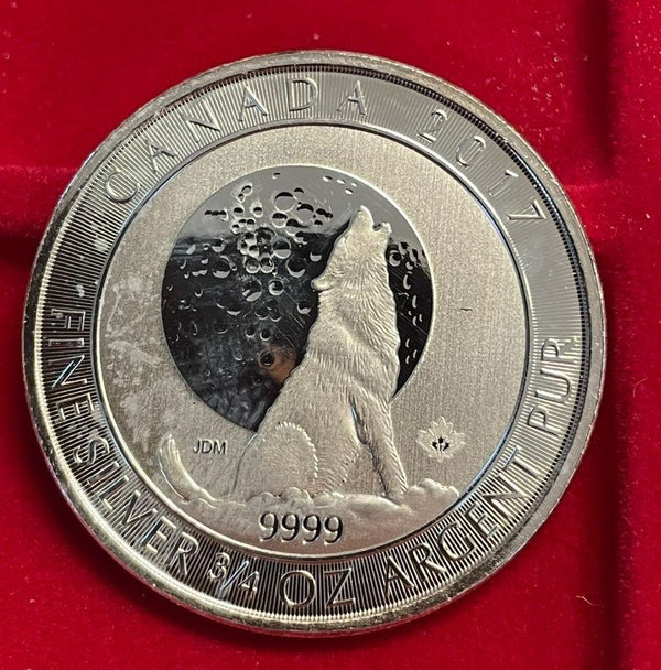 NL* CANADA 2 Dollari 2017 3/4 OZ ONCIA ARGENTO PURO Animali Selvatici LUPO FDC