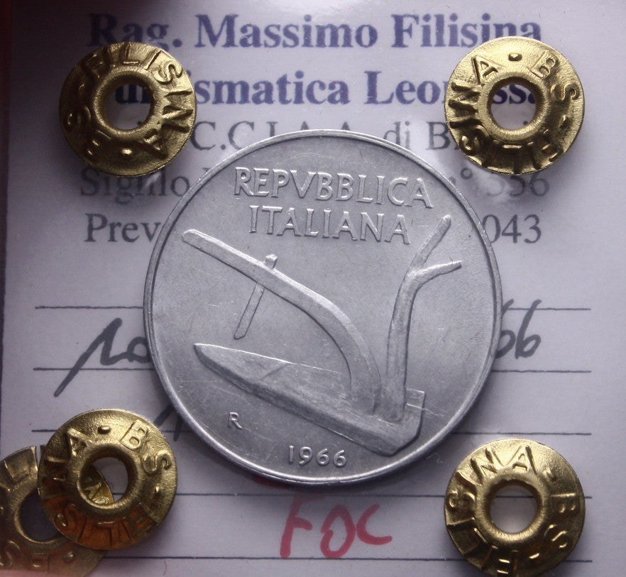 NL* Italia 10 LIRE SPIGHE ARATRO 1966 FDC Perizia Filisina Massimo * 3