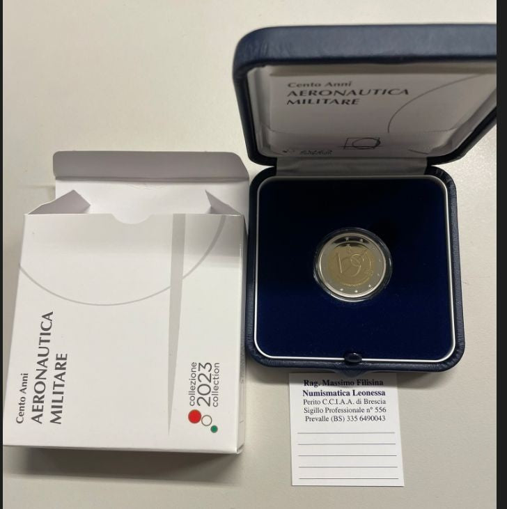 NL* ITALIA Repubblica 2 EURO 2023 100 ANNI AREONAUTICA MILITARE Proof set zecca