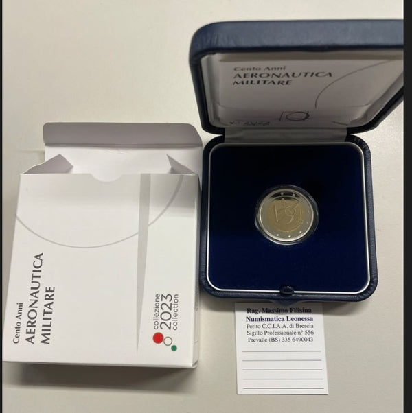 NL* ITALIA Repubblica 2 EURO 2023 100 ANNI AREONAUTICA MILITARE Proof set zecca