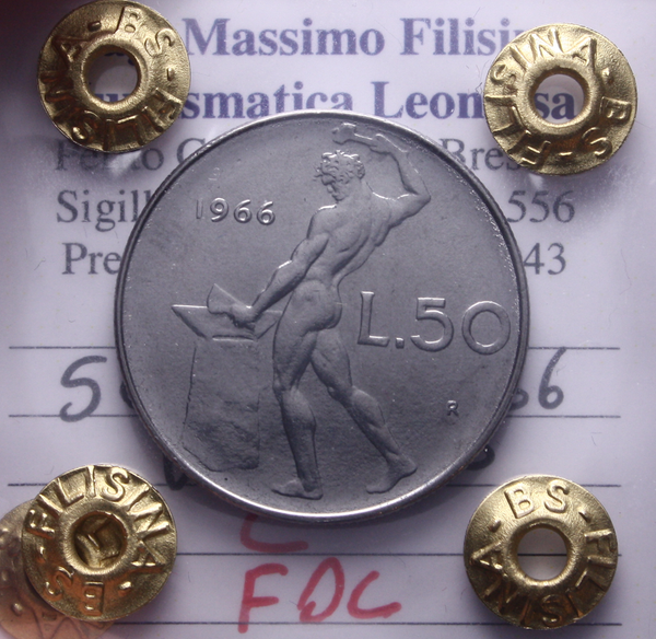 NL* Italia Repubblica 50 LIRE VULCANO 1966 FDC Perizia Filisina Massimo * 2