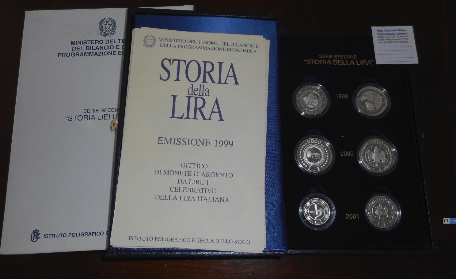 NL* ITALIA TRITTICO ARGENTO STORIA DELLA LIRA 3 Dittici 1999 2000 2001 Proof s