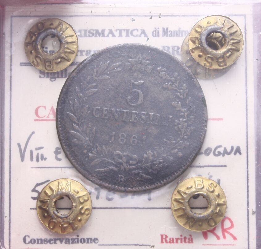 NL* VEII 5 CENTESIMI 1861 BOLOGNA VERY RARE Appraisal Nip Manfredini Paolo