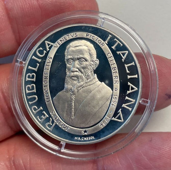 NL*ITALIA 1000 Lire Argento 1994 IL TINTORETTO PROOF da Divisionale Zecca Oblò