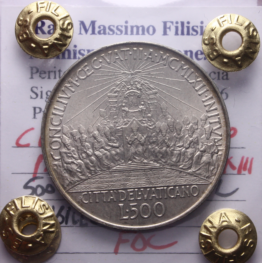 NL* Città del Vaticano GIOVANNI XXIII 500 Lire Argento 1962 FDC Perizia Filisina