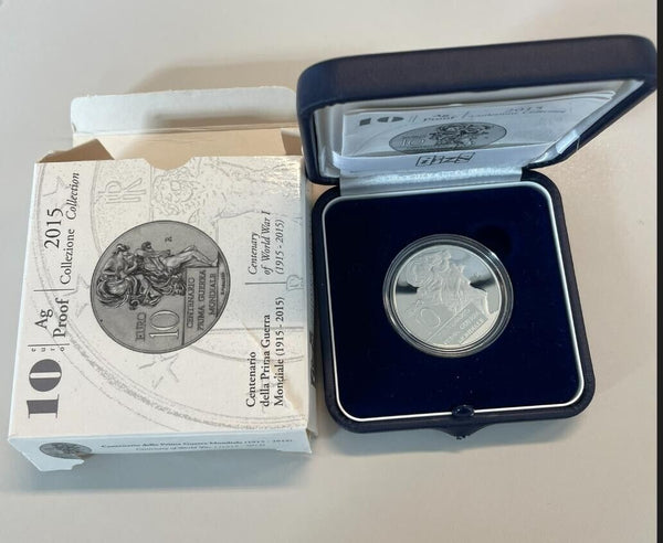 NL* ITALY 10 EURO Silver 2015 CENTENARY OF THE FIRST WORLD WAR PROOF set AR*