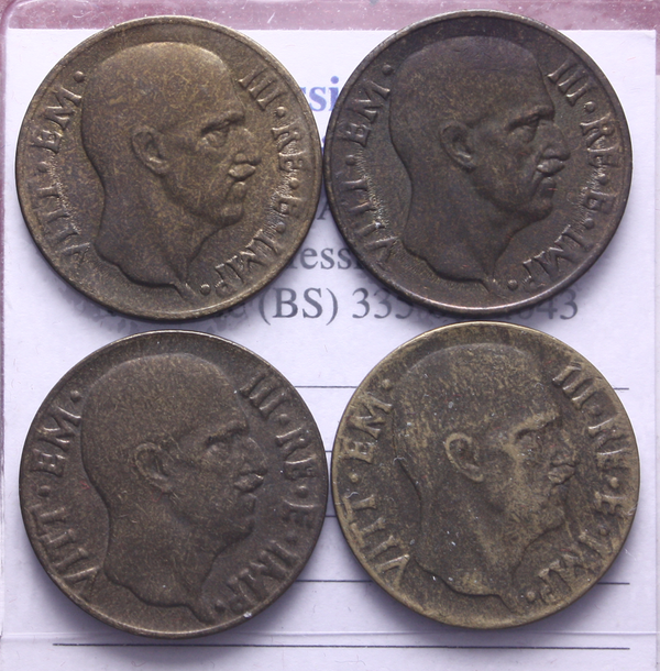 NL* VEIII Lotto 4 pezzi 5 CENTESIMI Bronzital IMPERO 1940 40 41 43 come da foto