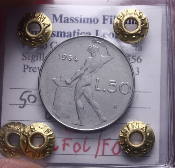 NL* Italia 50 LIRE VULCANO 1964 Q.FDC/FDC Perizia Filisina Massimo