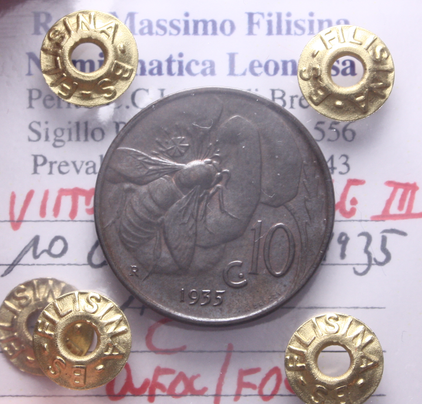 NL* VEIII ITALIA 10 CENTESIMI APE 1935 QFDC/FDC Perizia Filisina Massimo