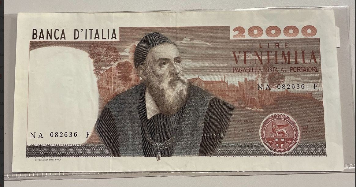 NL* BANCA D'ITALIA Banconota 20000 Lire TIZIANO 20 Dicembre 1974 eccellente cons
