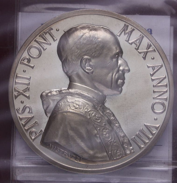 EN* ROME PIUS XII Annual Medal Silver 1946 VIII CONSISTORY IN ST. PETER'S