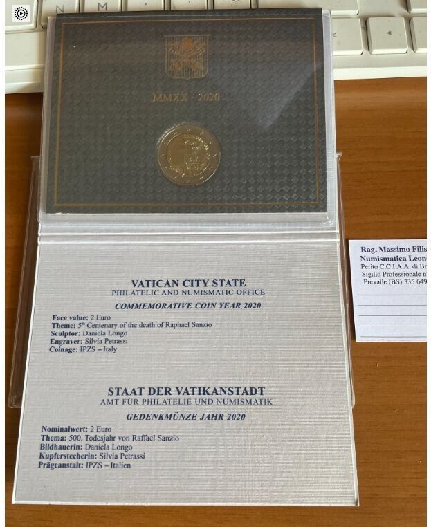 EN* VATICAN FRANCIS 2 Euro 2020 5TH CENTENARY OF THE DEATH OF RAPHAEL SANZIO FDC