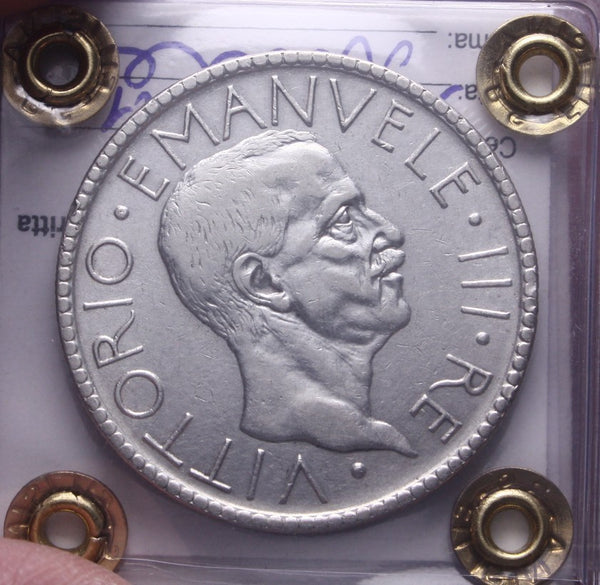 NL* VEIII 20 LIRE ARGENTO 1927 LITTORE NC Q.BB Perizia Filisina Massimo