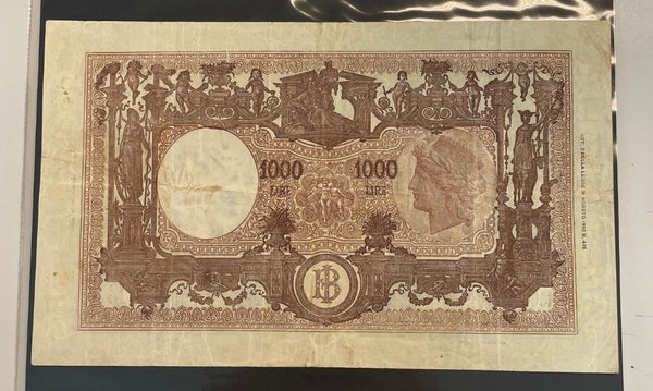 NL* BANCA D'ITALIA Banconota 1000 LIRE BARBETTI M GRANDE 1 Agosto 1944 O34