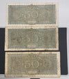 NL* BANCA ITALIA Lotto 3 BANCONOTE DA 50 LIRE ITALIA TURRITA Dicembre 1944
