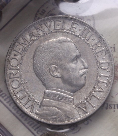 NL* VEIII 1 LIRA ARGENTO 1908 QUADRIOGA VELOCE RARA BB/SPL Perizia Cavaliere