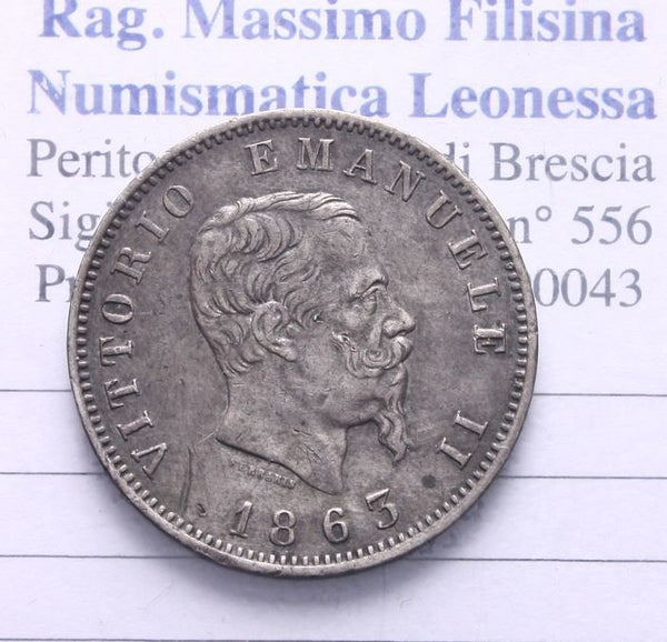 NL* VEII RE D'ITALIA 1 LIRA ARGENTO 1863 MILANO Splendida conservazione vedi fot