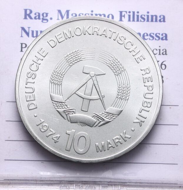 NL* D.D.R.  EST GERMANY 10 DM SILVER 1974 XXV ANNIVERSARIO DDR FDC - Unc