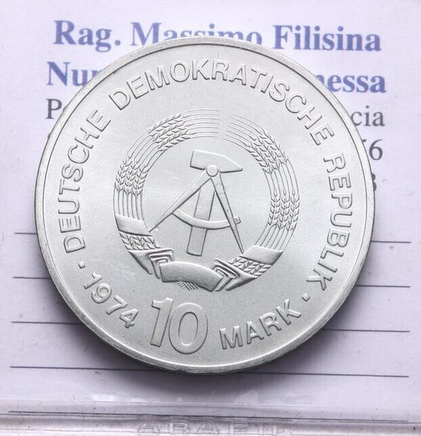 EN* D.D.R. EAST GERMANY 10 DM SILVER 1974 XXV ANNIVERSARY DDR FDC - Unc