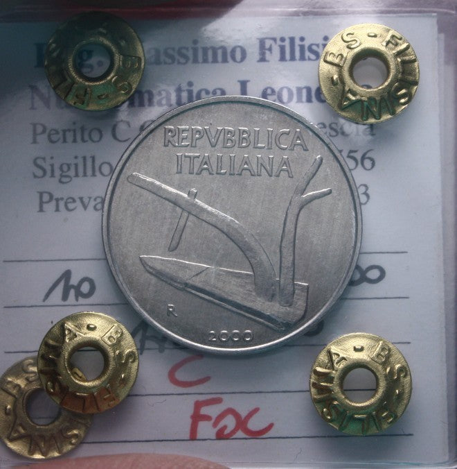 NL* Italia 10 LIRE SPIGHE ARATRO 2000 FDC Perizia Filisina Massimo