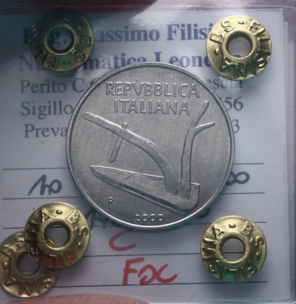 NL* Italia 10 LIRE SPIGHE ARATRO 2000 FDC Perizia Filisina Massimo