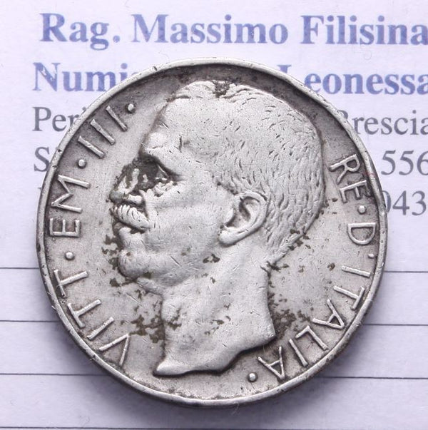 NL* VEIII ITALIA 10 LIRE ARGENTO BIGA 1927 ** 2 rosette A PESO
