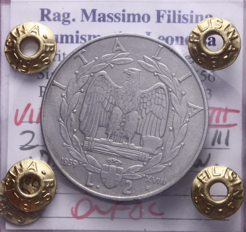 NL* VEIII 2 LIRE IMPERO 1939 XVIII MAGNETICA QFDC Perizia Filisina Massimo
