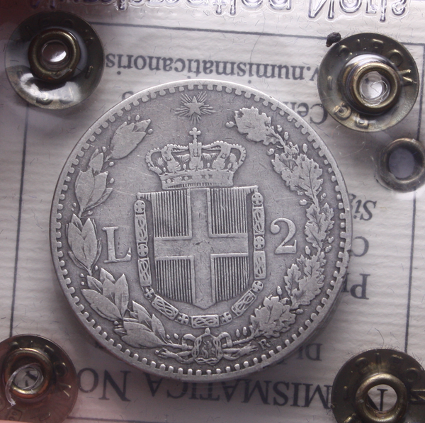 NL* UMBERTO I 2 LIRE ARGENTO 1885 ROMA MB/BB Perizia Noris Paolo