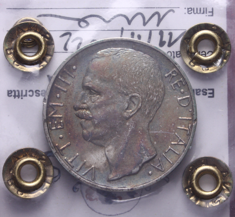 NL* VEIII 10 LIRE Argento BIGA 1927 BB/SPL ** 2 rosette Perizia Filisina Massimo
