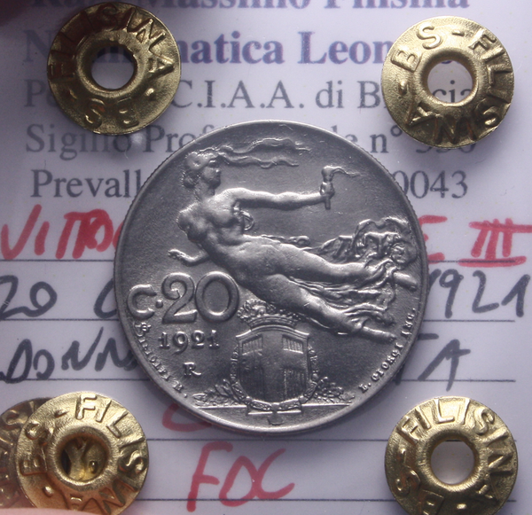 NL* VEIII Italia 20 CENTESIMI 1921 DONNA LIBRATA FDC Perizia Filisina Massimo