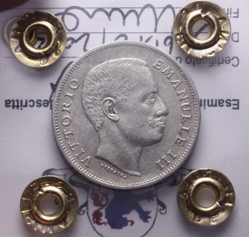 NL* VEIII 1 Lira ARGENTO 1907 AQUILA SABAUDA QFDC Perizia Filisina Massimo