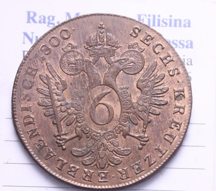 NL* AUSTRIA FRANCESCO II 6 KREUZER 1800 A Superb condition red copper