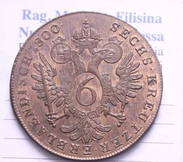 NL* AUSTRIA FRANCESCO II 6 KREUZER 1800 A Superb condition red copper