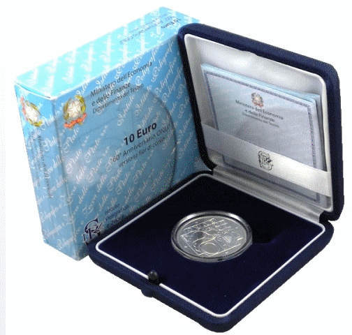 NL* ITALIA Repubblica 10 EURO Argento 2005 ANNIVERSARIO ONU FDC set Zecca