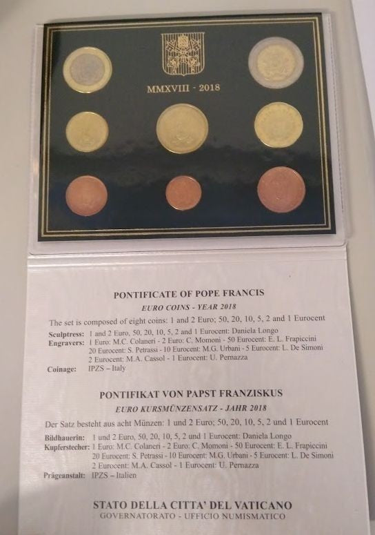 NL* CITTA' DEL VATICANO PAPA FRANCESCO Divisionale 2018 8 valori in euro FDC