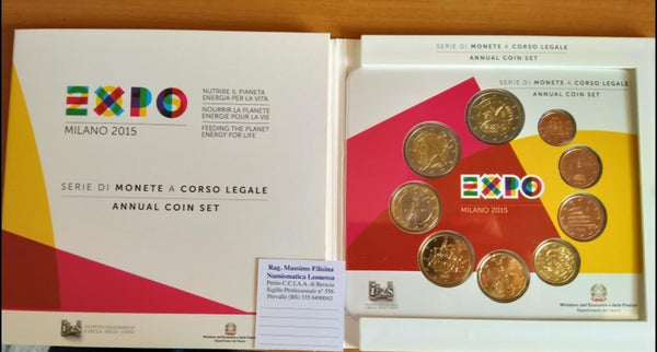 NL* ITALIA Divisionale 2015 9 Valori IN EURO FDC Set zecca - EXPO MILANO