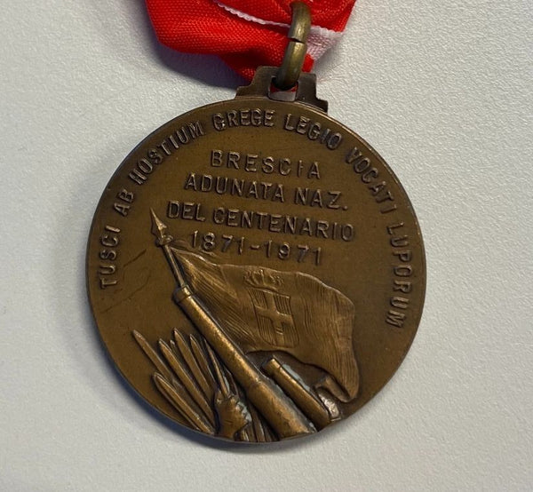 NL* Medaglia LUPI DI TOSCANA BRESCIA Adunata Nazionale Centenario 1871 1971