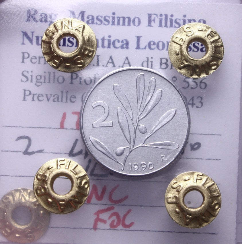 NL* ITALIA Repubblica 2 LIRE ULIVO 1990 NC FDC Perizia Filisina Massimo