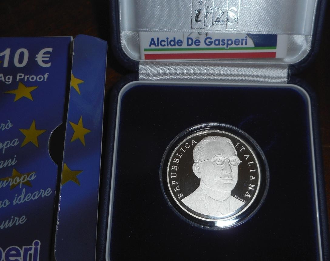 NL* ITALIA Repubblica 10 EURO Argento 2011 ALCIDE DE GASPERI PROOF set Zecca
