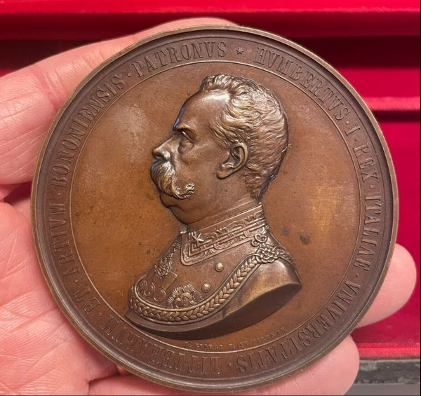NL* UMBERTO I Medaglia BRONZO 1878 ALMA PARENS STUDIORUM ABSTANTE ITALIA gr 145