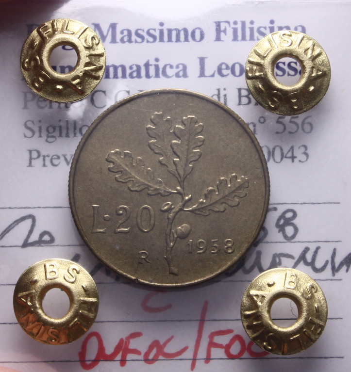 NL* Italia Repubblica 20 LIRE BRONZITAL 1958 QFDC/FDC Perizia Filisina Massimo *
