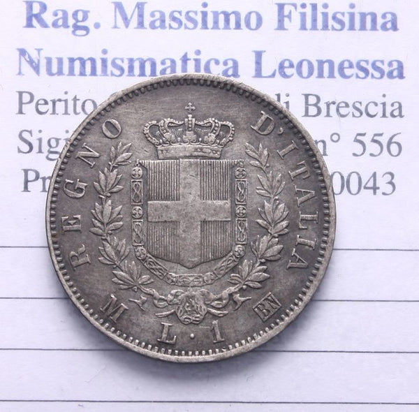 NL* VEII RE D'ITALIA 1 LIRA ARGENTO 1863 MILANO Splendida conservazione vedi fot